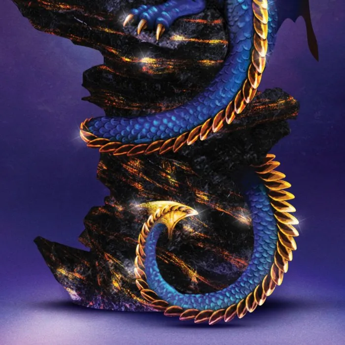 The Bradford Exchange Ancient Mysteries Sculpture Collection Issue#1: 'Mystic Treasures Dragon' Handcrafted Resin Sculpture with LED Illumination and Faux Jewel 11-Inches